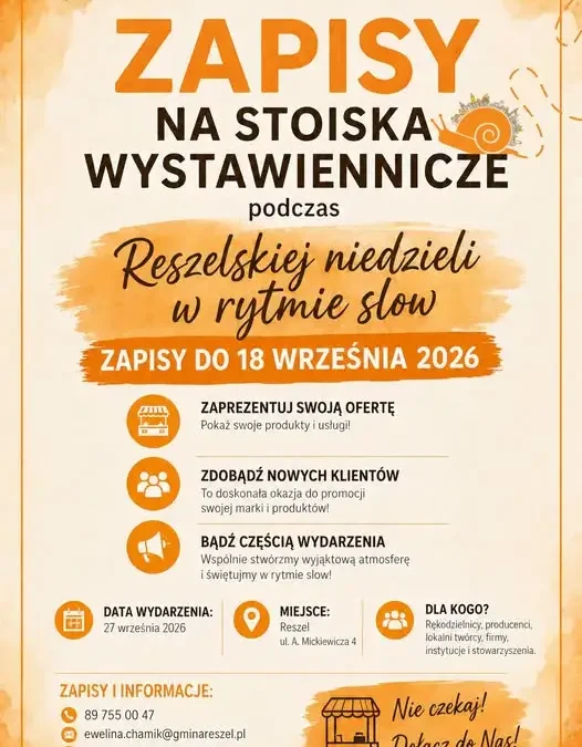 Reszel szuka wystawców na „Reszelską niedzielę w rytmie slow”