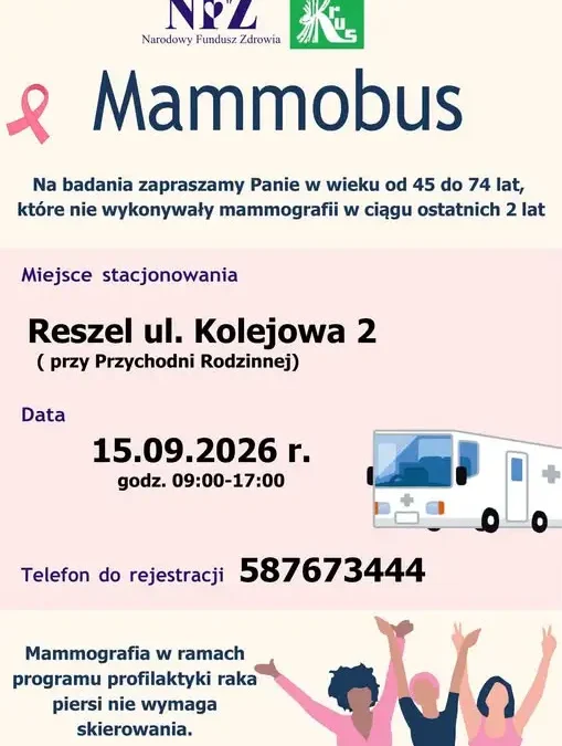 Bezpłatna mammografia w Reszlu – 15 września 2026