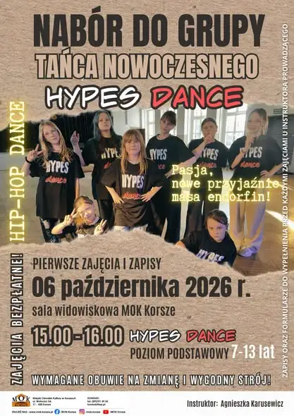 Korsze: nabór do grup tanecznych Hip-Hop Dance i Hypes Dance