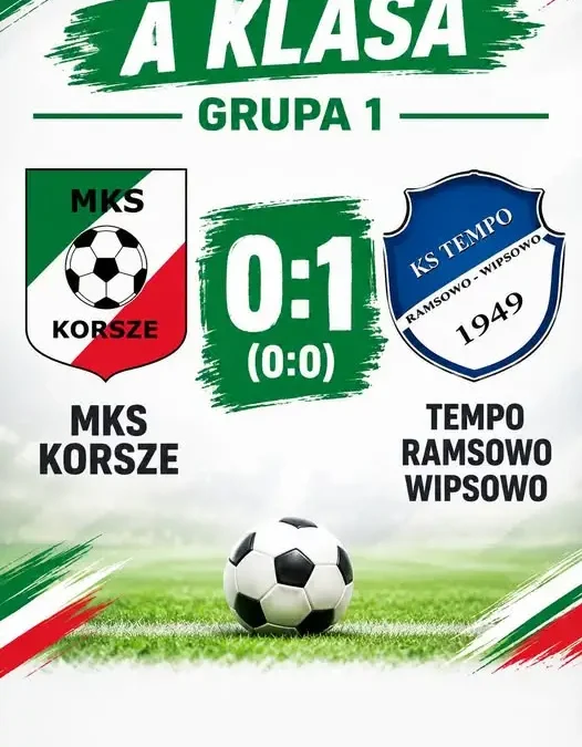 MKS Korsze przegrywa z Tempo Ramsowo Wipsowo 0:1 – pierwsza ligowa porażka