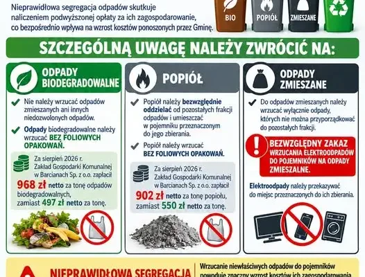 Gmina Barciany przypomina o segregacji odpadów. Za błędy zapłacą wszyscy mieszkańcy