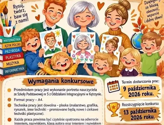Konkurs plastyczny „Portret Mojego Nauczyciela” dla klas 1-3 w Kętrzynie
