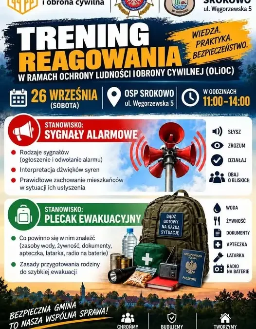 Srokowo: trening obrony cywilnej i ochrony ludności już 26 września