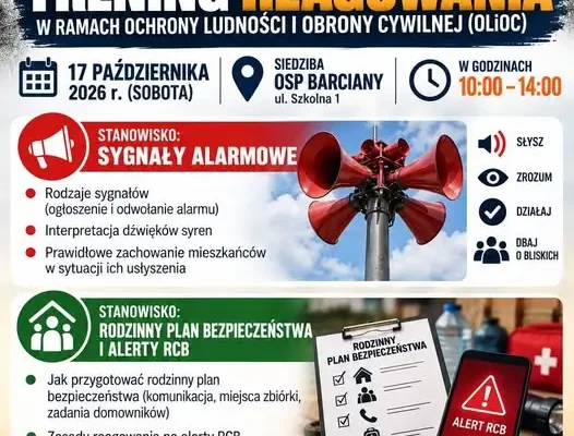 Barciany: szkolenie z bezpieczeństwa i sygnałów alarmowych już 17 października