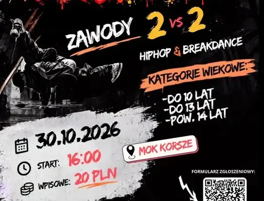 Korsze: Zawody taneczne 2 vs 2 w hip-hopie i breakdance już 30 października