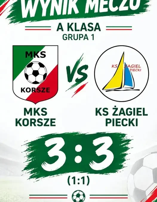Remis w meczu na szczycie A Klasy. MKS Korsze walczył do końca