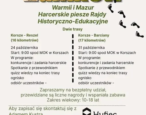 Harcerskie rajdy szlakiem zamków Warmii i Mazur – dwie trasy z Korsz