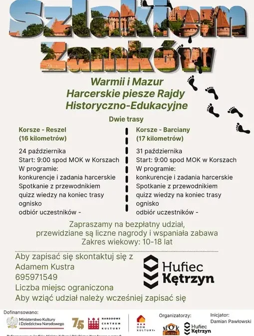 Harcerskie rajdy szlakiem zamków Warmii i Mazur – dwie trasy z Korsz