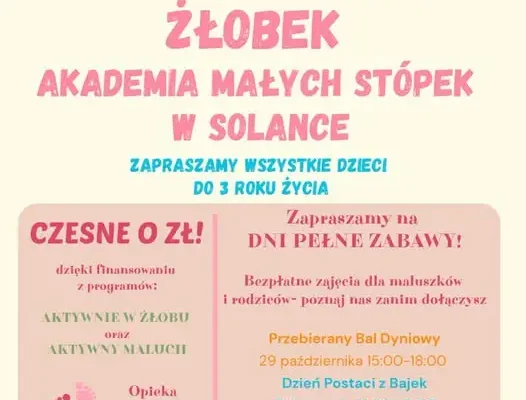 Żłobek w Solance zaprasza na bezpłatne zajęcia i Bal Dyniowy