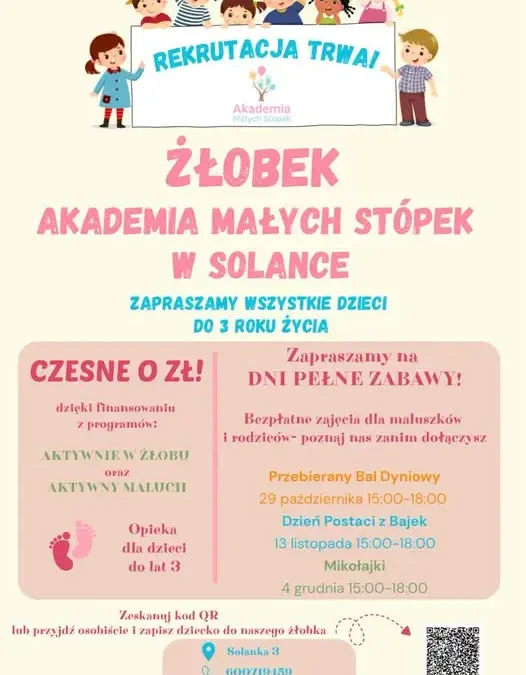 Żłobek w Solance zaprasza na bezpłatne zajęcia i Bal Dyniowy