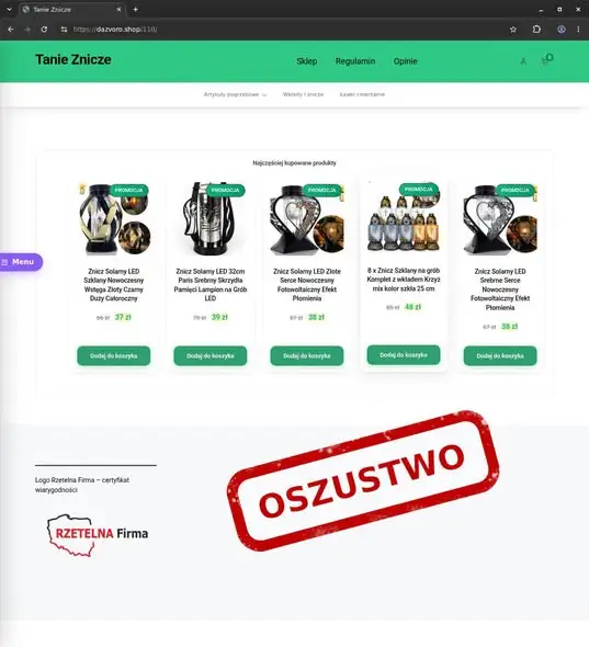 Fałszywe sklepy ze zniczami. CERT Polska ostrzega przed oszustami