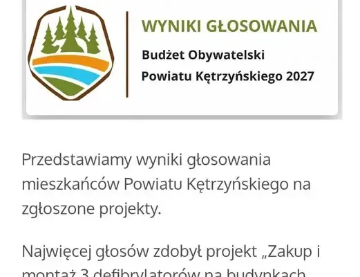 Defibrylatory przy szkołach wygrywają Budżet Obywatelski Powiatu Kętrzyńskiego 2027