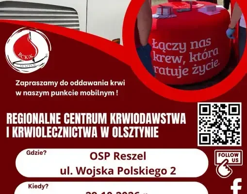Reszel: w czwartek 29 października akcja honorowego oddawania krwi w OSP
