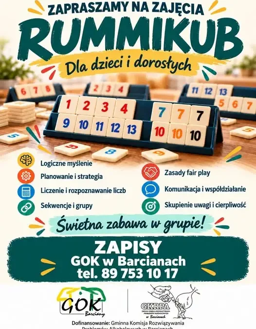 Rummikub w GOK Barciany – zapisz się na zajęcia!