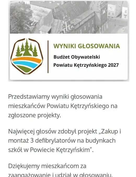 Defibrylatory AED trafią do trzech szkół w powiecie kętrzyńskim