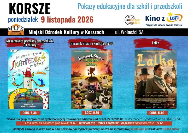 Kino Objazdowe zawita do Korsz – seanse dla przedszkoli i szkół już 9 listopada