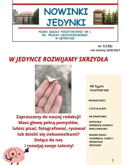 Nowe wydanie „Nowinek Jedynki” – szkolna gazetka SP1 Kętrzyn już dostępna